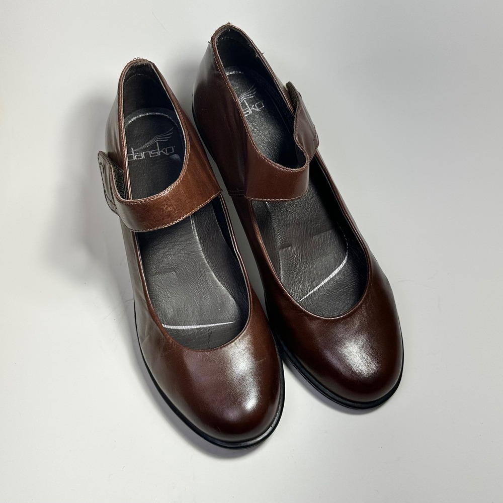 Dansko Brown Leather Mary Jane Block Heel Pumps Shoes EU 41 US 10.5-11